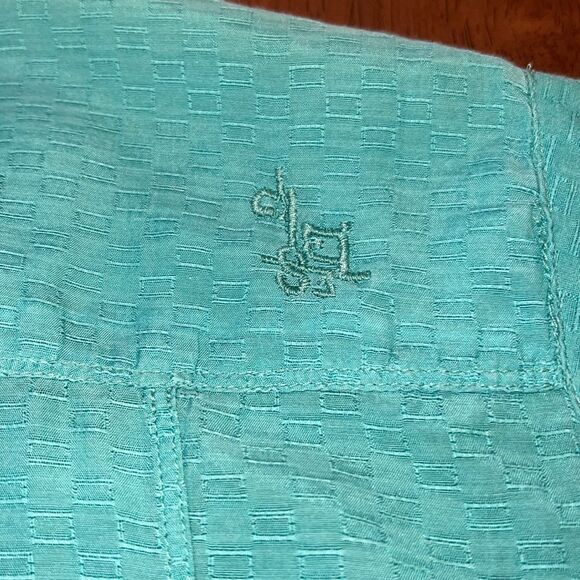 Diesel Y2K Textured Button Front Blouse XXS Green Cap Sleeve Contrast Trim 00s - Picture 5 of 11